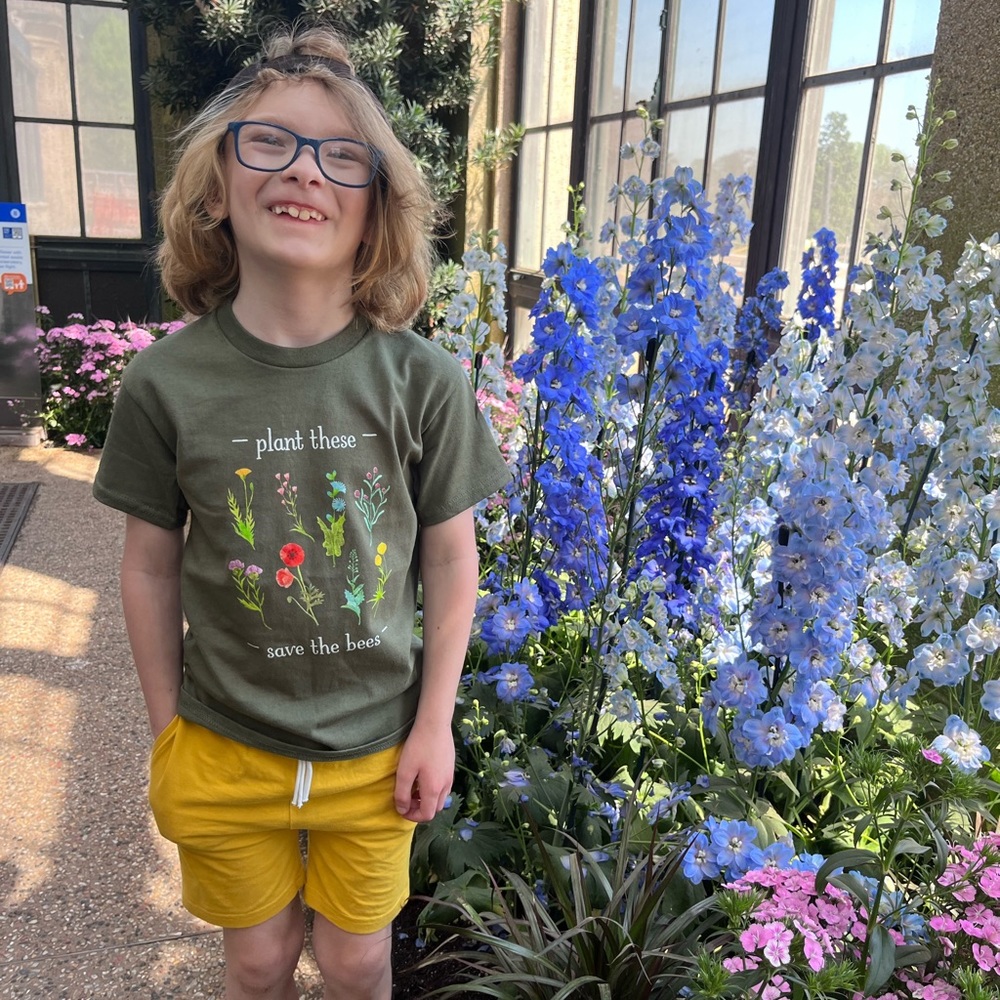 vintage | plant these save the bees wildflower tee green unisex youth s